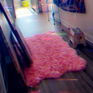 Pink fur rug